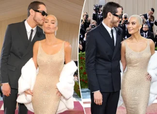 Pete Davidson gave Kim Kardashian a sweet kiss on the red carpet at the 2022 Met Gala on Monday. Getty Images